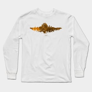 Los Angeles City Skyline - Watercolor Orange, Brown Long Sleeve T-Shirt